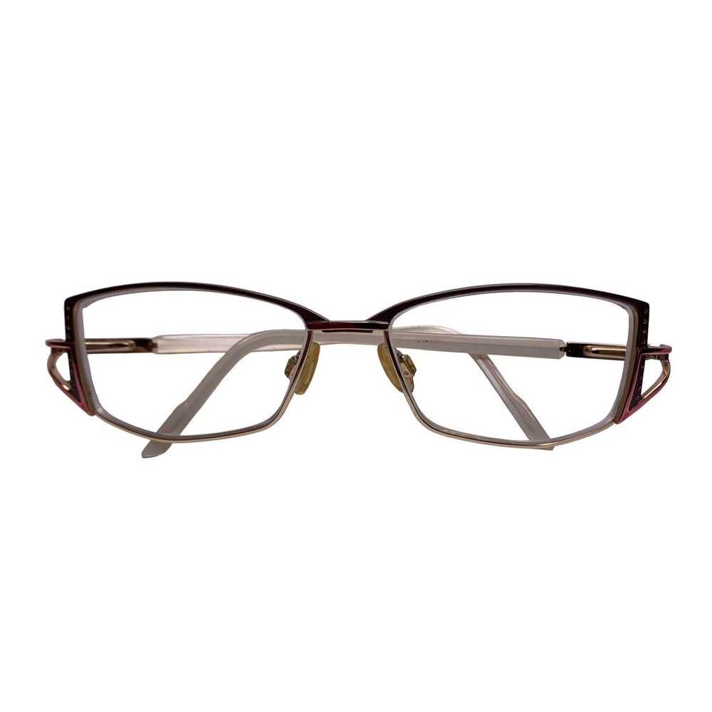Cazal Eyeglasses Frames White Gold Pink Rectangular Full Rim Aztec Modern